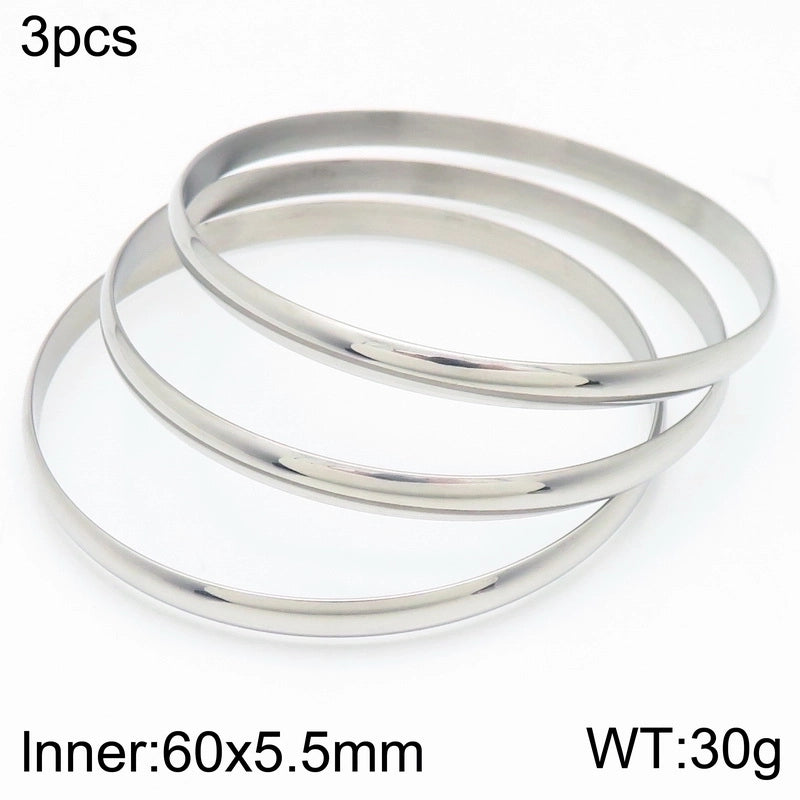Minimalist Round Stainless Steel 18K Gold Plated Bangle In Bulk