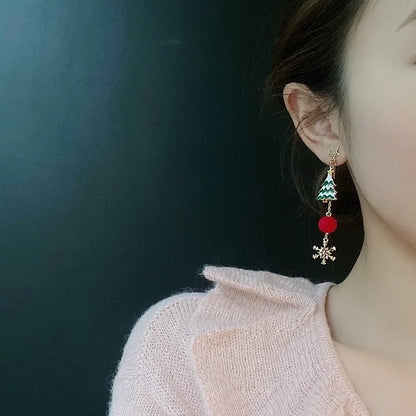 Cute Penguin Santa Claus Snowman Alloy Enamel Artificial Pearls Women's Drop Earrings