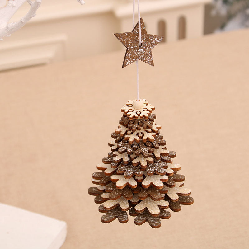 Christmas Wooden Bell Pendant Wind Chime Pendant Christmas Tree 3d Small Hanging Ornament Christmas Gift
