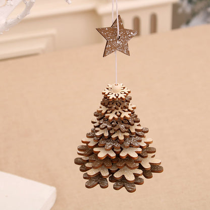 Christmas Wooden Bell Pendant Wind Chime Pendant Christmas Tree 3d Small Hanging Ornament Christmas Gift
