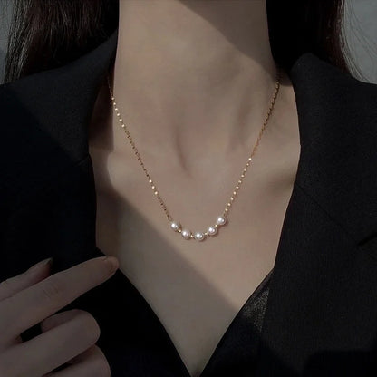 304 Stainless Steel 18K Gold Plated Sweet Plating Solid Color Necklace