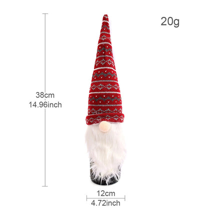 Qiaoding New Christmas Decorations Faceless Doll Wine Bottle Cap Knitted Forest Elderly Wine Bottle Cover Restaurant Decoration