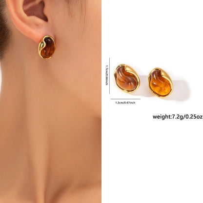 1 Pair Retro Minimalist Geometric Plating Titanium Steel Drop Earrings Ear Studs