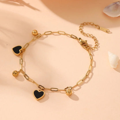 IG Style Sweet Star Heart Shape Butterfly Titanium Steel Acrylic 18K Gold Plated Inlay Bracelets Anklet