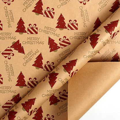 Large Size Gift Wrapping Paper Roll Brown Christmas Reindeer Head Elk Green Plaid Gift Box Recyclable Gift Paper