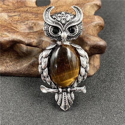 1 Piece Minimalist Owl Gem Plating Natural Stone Necklace