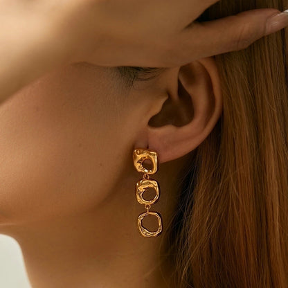 1 Piece Retro Vintage Style Modern Style Double Heart Circle Heart Shape Pleated Copper 18K Gold Plated Drop Earrings