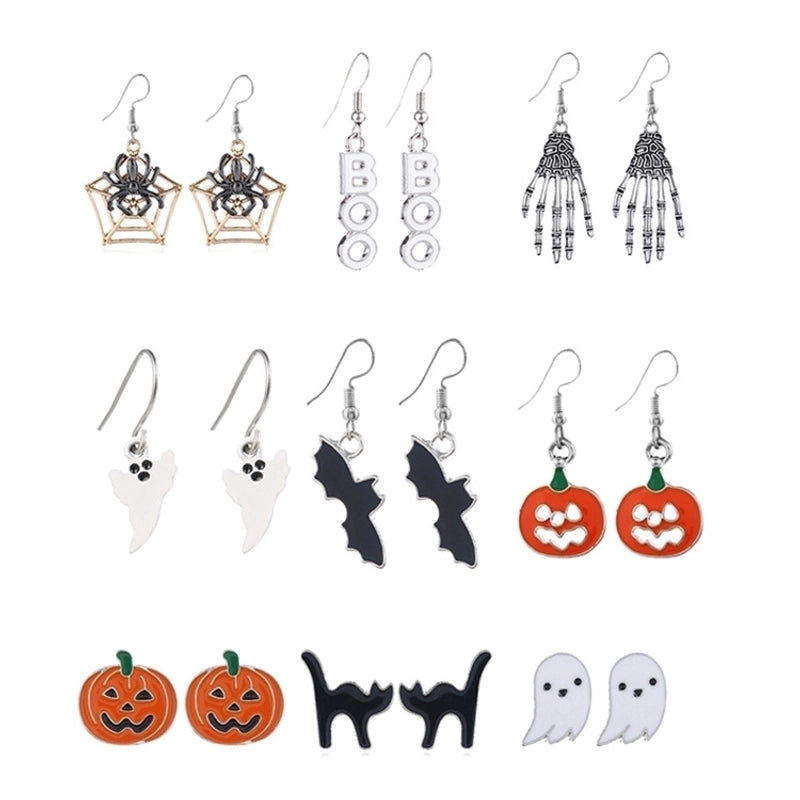 6 Pieces Gothic Cat Spider Alloy Women'S Drop Earrings 1 Pair