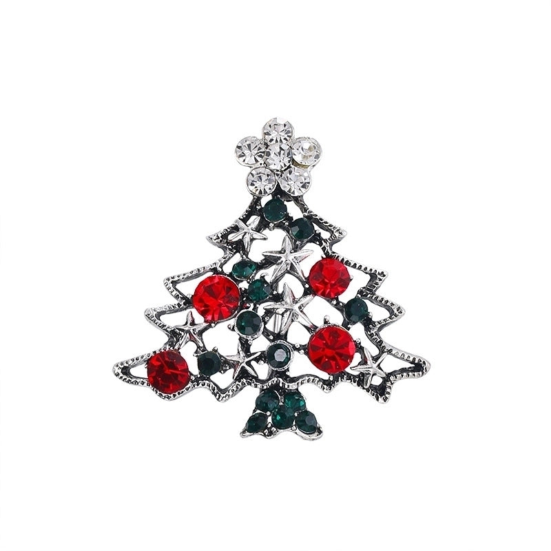 Fashion Pin Christmas Tree Alloy Plating Rhinestones Women'S Brooches