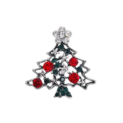 Fashion Pin Christmas Tree Alloy Plating Rhinestones Women'S Brooches