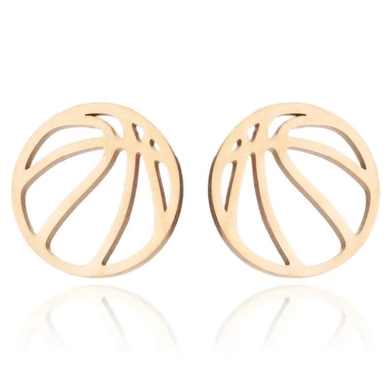 Minimalist Ball 201 Stainless Steel 18K Gold Plated Plating Earrings Necklace