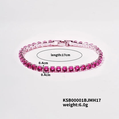 Copper Minimalist Shiny Inlay Geometric Zircon Bracelets Tennis Bracelet