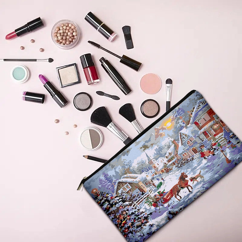 Hot Sale Christmas Holiday Printing Technology Cloth Cosmetic Bag Coin Purse Mobile Phone Bag