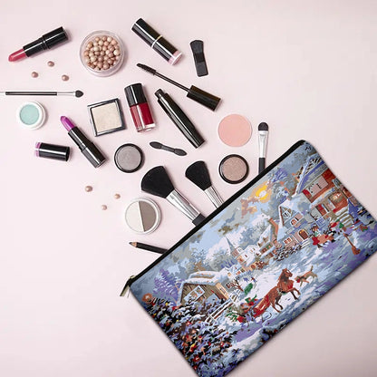 Hot Sale Christmas Holiday Printing Technology Cloth Cosmetic Bag Coin Purse Mobile Phone Bag