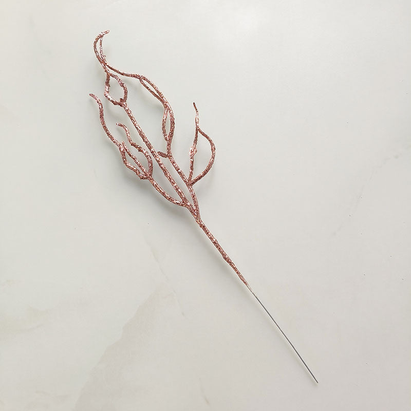 10 Pieces Christmas Decoration Real Tree Branches Golden Bells Dried Tree Branches Leaf Material Accessories Glitter Dried Tree Branches Festive Atmosphere Party Branches