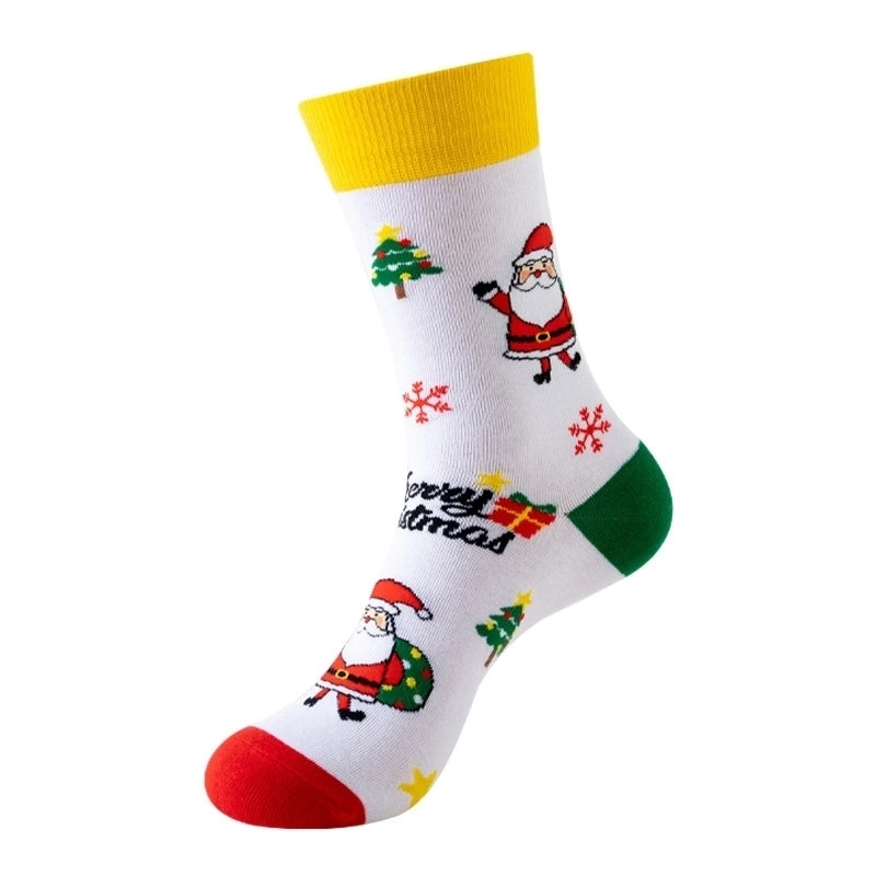 Unisex Fashion Santa Claus Snowman Cotton Jacquard Crew Socks