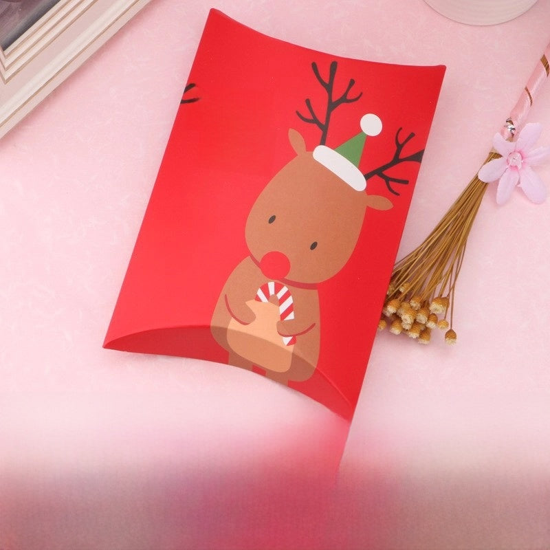 Christmas Pillow Box Candy Chocolate Packaging Box Nougat Baking Cookie Box New Year Nut Gift Box Empty Box