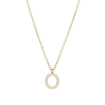 Minimalist Letter 304 Stainless Steel Zircon 16K Gold Plated White Gold Plated Plating Inlay Pendant Necklace