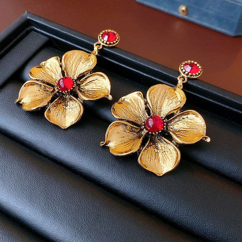 2 Pieces Mid-century Modern Round Geometric Copper Electroplating Earrings