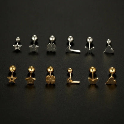 1 Piece Fashion Heart Shape Plating Stainless Steel 14K Gold Plated Earrings