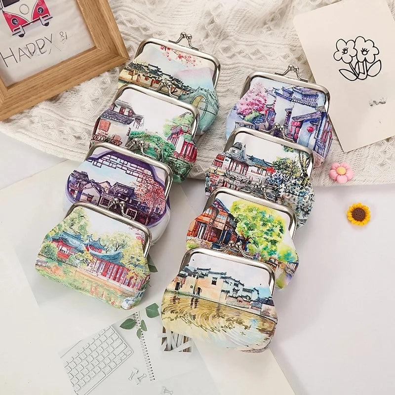Women's Plant Pu Leather Buckle Kids Wallets
