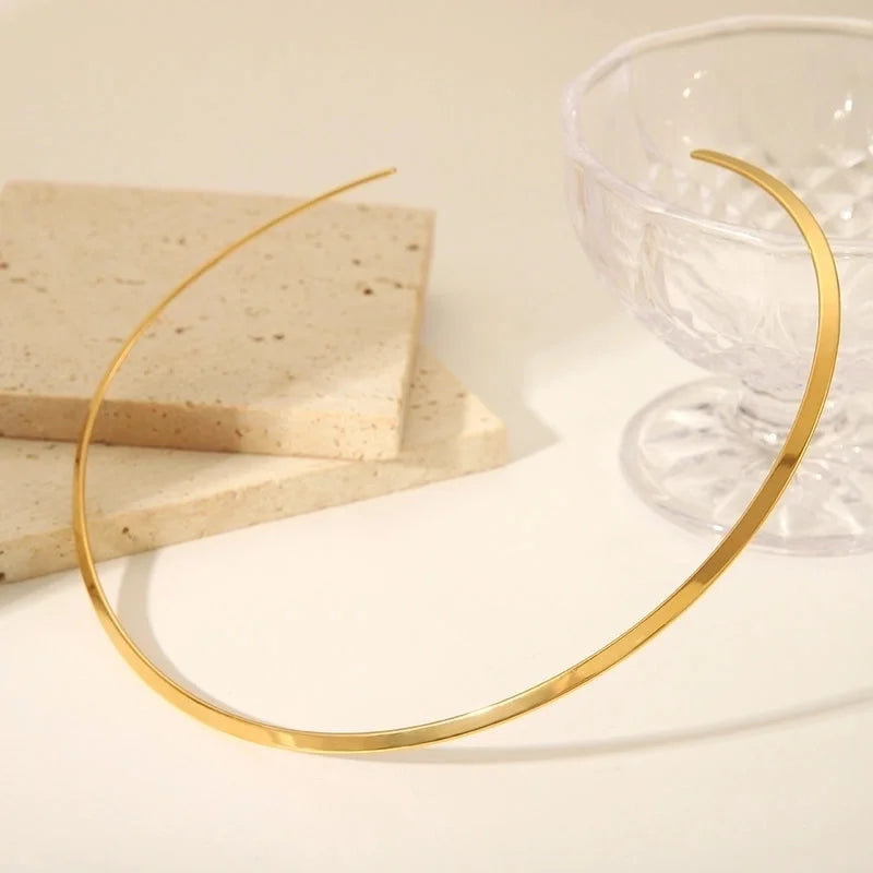 Minimalist Lines 304 Stainless Steel 18K Gold Plated Polishing Plating Choker