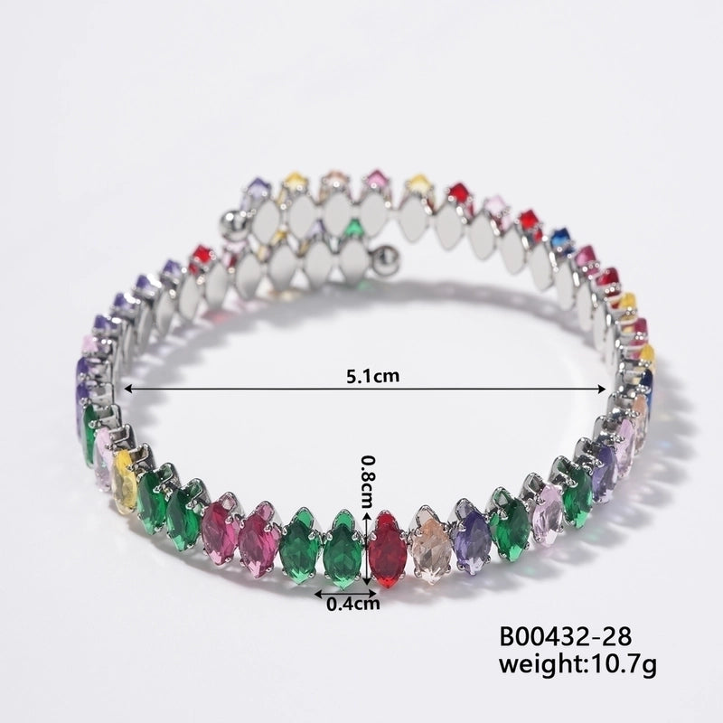 Copper K Gold Plated Inlay Geometric Water Droplets Zircon Bangle