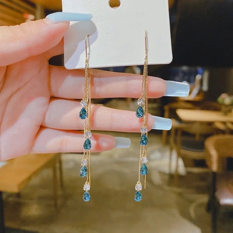 1 Pair Elegant Lady Water Droplets Alloy Copper Drop Earrings