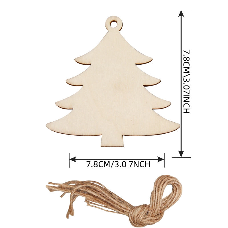 Christmas Pendant Home Decoration Supplies Wood Crafts Creative Carving Wood Christmas Tree Hanging Ornaments