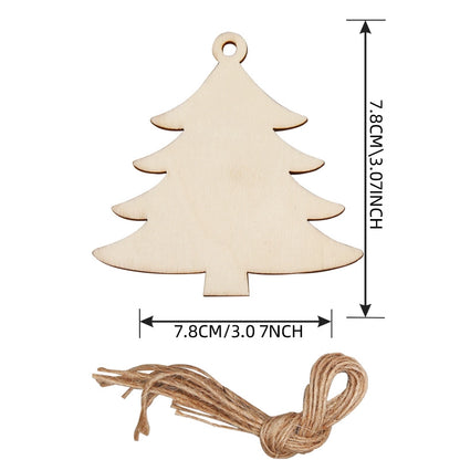Christmas Pendant Home Decoration Supplies Wood Crafts Creative Carving Wood Christmas Tree Hanging Ornaments