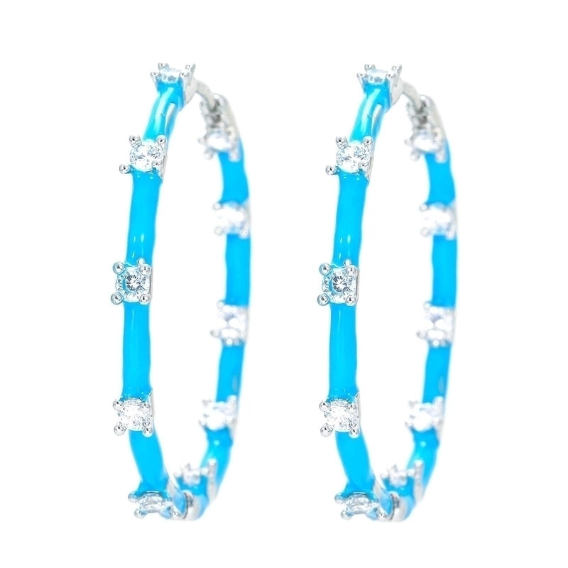 Exaggerated Geometric Copper Plating Zircon Hoop Earrings 1 Pair