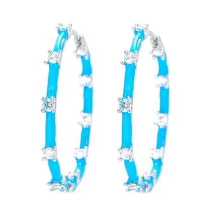 Exaggerated Geometric Copper Plating Zircon Hoop Earrings 1 Pair