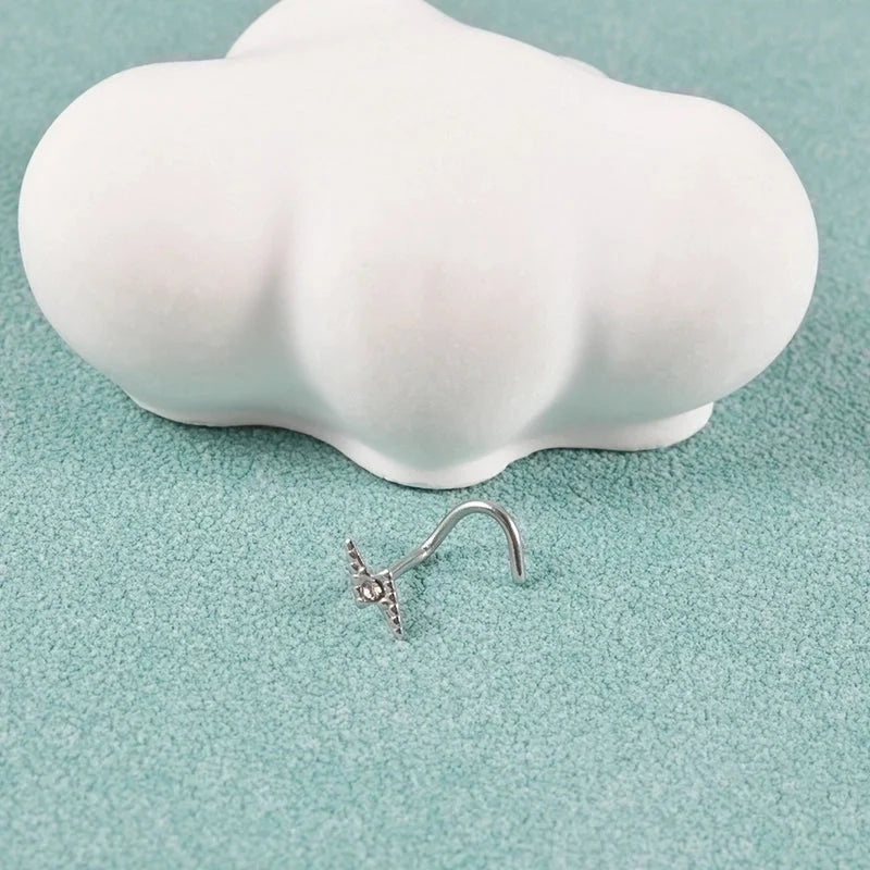 2 Pieces Nose Rings & Studs Minimalist Star 304 Stainless Steel Inlay Rhinestones