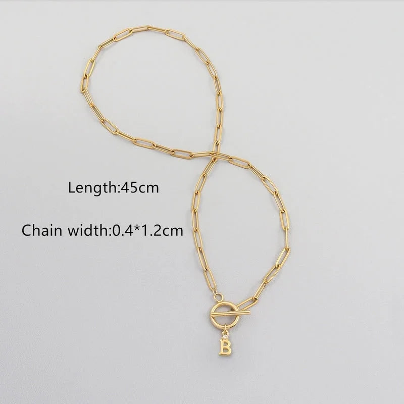 Elegant Minimalist Classic Style Letter 201 Stainless Steel 304 Stainless Steel Artificial Crystal Stainless Steel Necklaces