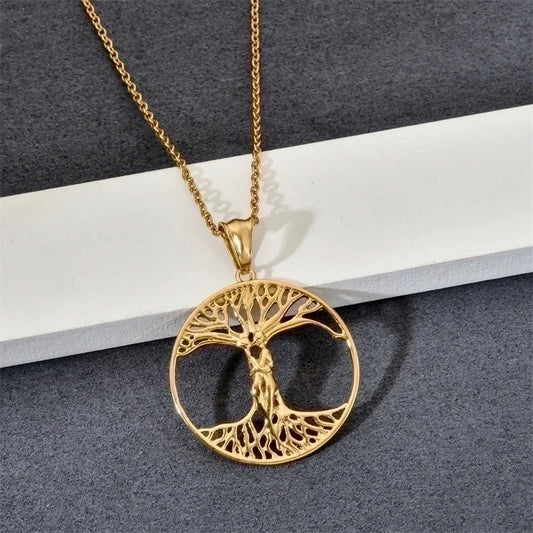 Casual Minimalist Life Tree 304 Stainless Steel Plating Pendant Necklace