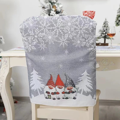 Cross-Border New Arrival Christmas Decorations European And American Style Cartoon Red Gray Table And Chair Cover Creative Style Printing Christmas Chair Cover