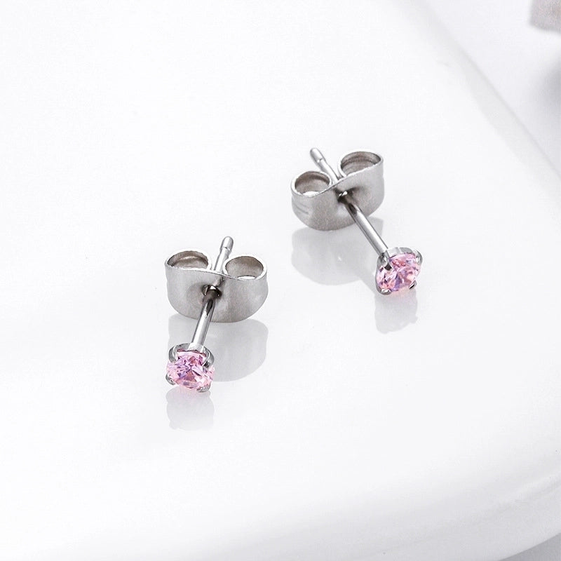 1 Pair Ear Cartilage Rings & Studs Minimalist Round 316L Stainless Steel Inlaid Zircon