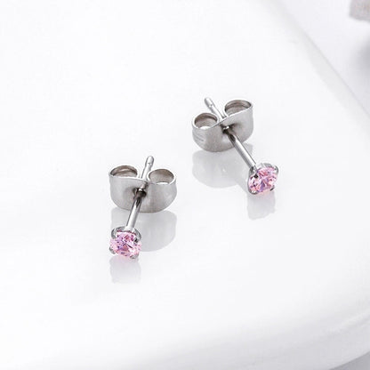 1 Pair Ear Cartilage Rings & Studs Minimalist Round 316L Stainless Steel Inlaid Zircon