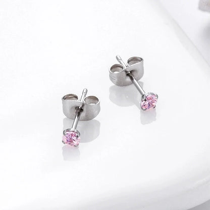 1 Pair Ear Cartilage Rings & Studs Minimalist Round 316L Stainless Steel Inlaid Zircon