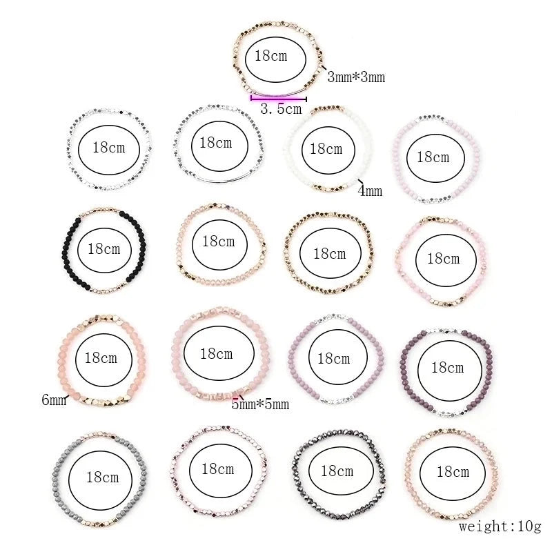 Minimalist Geometric Beaded Crystal Bracelets