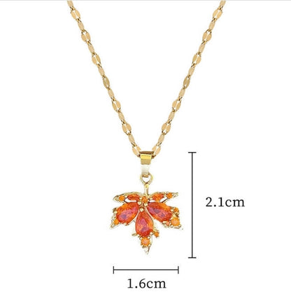 Casual Commute Geometric Titanium Steel Shell Zircon Inlay Pendant Necklace