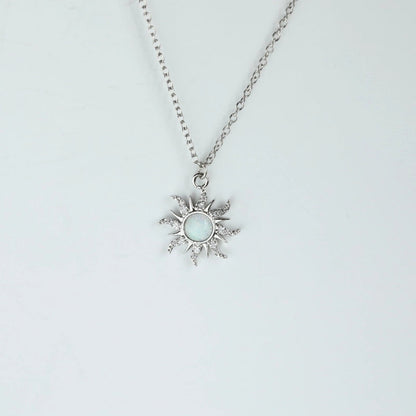 Copper Gold Plated Casual Minimalist Inlay Sun Artificial Opal Zircon Rings Earrings Necklace