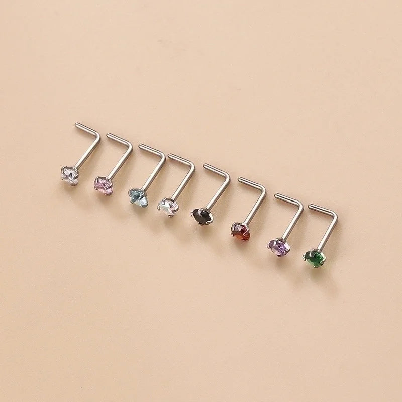 1 Piece Nose Rings & Studs Fashion Geometric 316L Stainless Steel Zircon