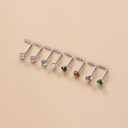 1 Piece Nose Rings & Studs Fashion Geometric 316L Stainless Steel Zircon
