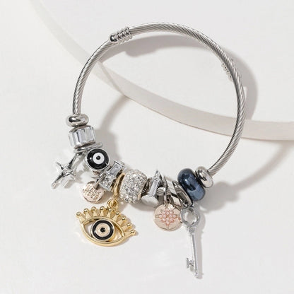 2 Pieces Retro Exaggerated Eye 304 Stainless Steel Bangle In Bulk