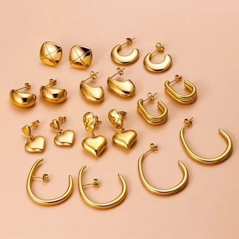 1 Pair Fashion Heart Shape Plating 304 Stainless Steel Drop Earrings Ear Studs