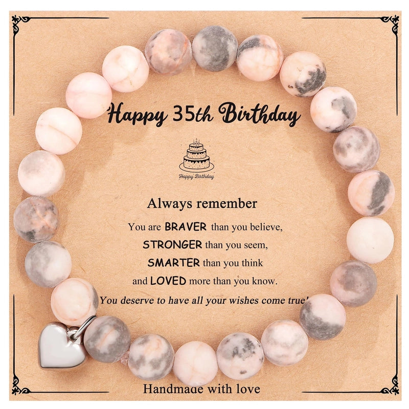 New Natural Stone Beaded Bracelet Birthday Christmas Gift Emperor Stone Powder Zebra Bracelet