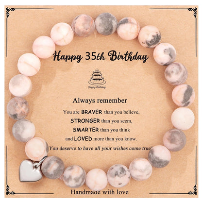 New Natural Stone Beaded Bracelet Birthday Christmas Gift Emperor Stone Powder Zebra Bracelet