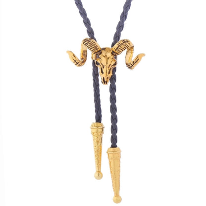 Punk Classic Style Star Cattle Skull Alloy Leather Rope Halloween Unisex Bolo Ties