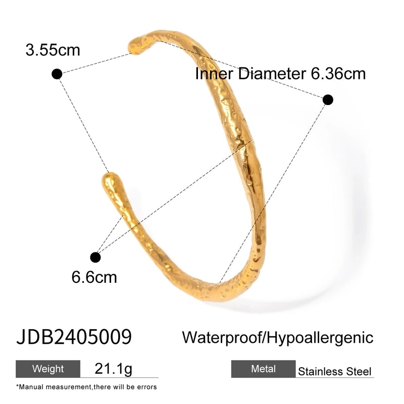 Vacation Minimalist IG Style Solid Color 304 Stainless Steel 18K Gold Plated Cuff Bracelets Wide Bracelet Bangle In Bulk